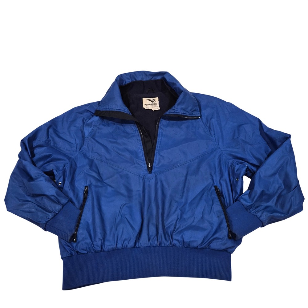 Vintage Peregrine Sun Valley Idaho Blue Nylon Half Zip Windbreaker Jacket Medium